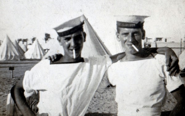 Archie (right) and shipmate in Egypt